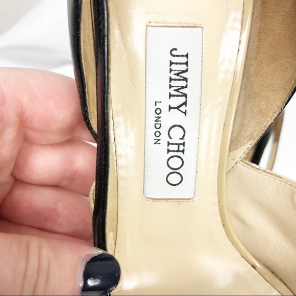 Jimmy Choo Vero Patent Leather Open Toe Heels - Picture 7 of 8